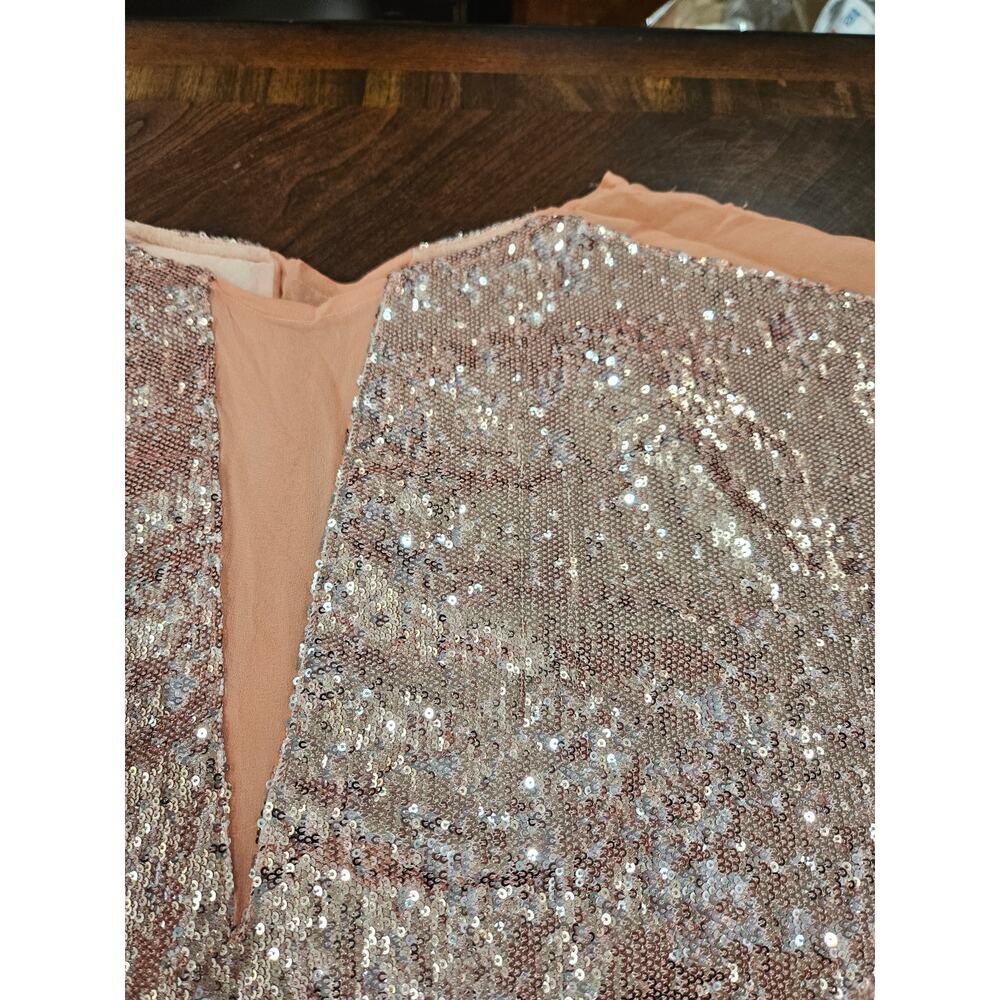 Aryn K Rose Gold Sequin Sheer Mesh Short Sleeve Top Women’s Medium Party NYE - Picture 2 of 7